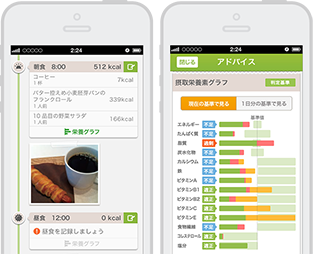 らくらく食事記録とカロリーだけじゃない14種類の栄養素を表示
